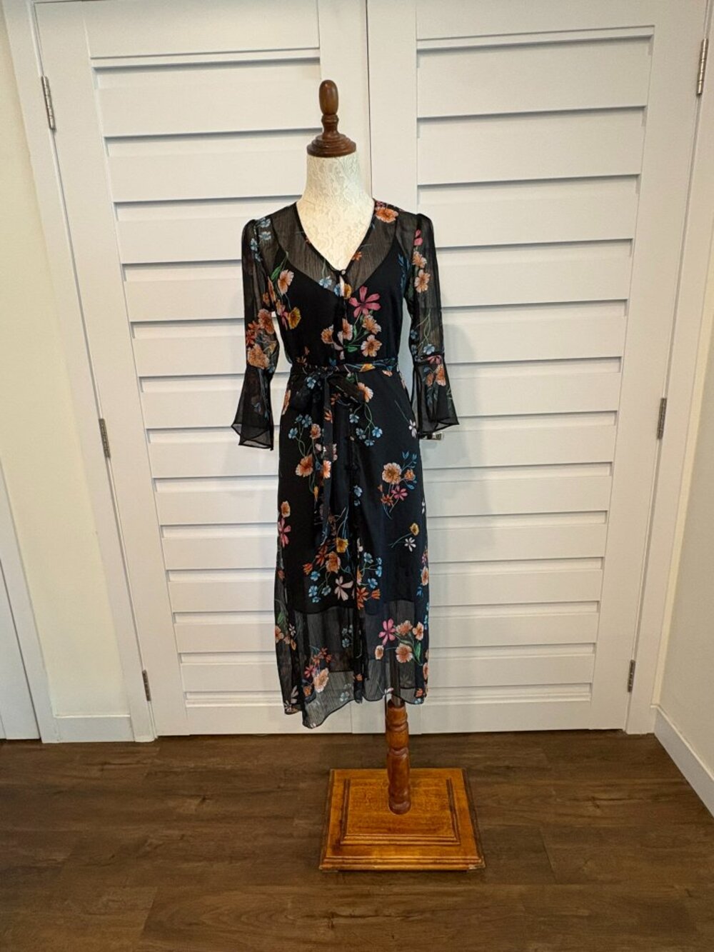 RACHEL Rachel Roy Rosita Floral Sheer Romantic Midi Beth Dutton Date Dress - Picture 5 of 15